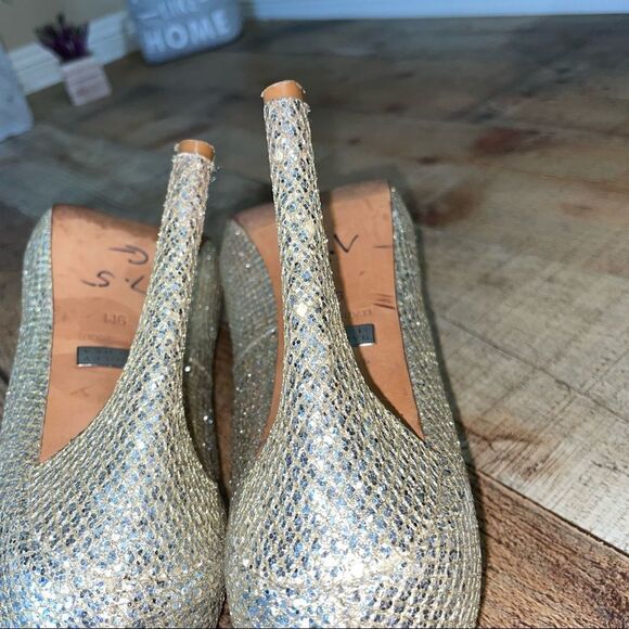 Badgley Mischka Metallic Crackled ‘Lust’ Heels 9M - Picture 14 of 15